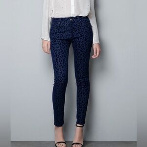 Free People Navy Leopard Skinny Jeans